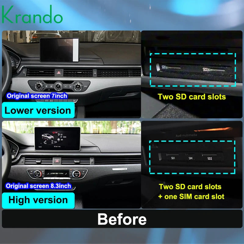 Krando 10.25 Inch Auto NBT System For AUDI A4/A4L/A5 2017-2020 Multimedia Player GPS Navigation CarPlay HD Touch Screen Head
