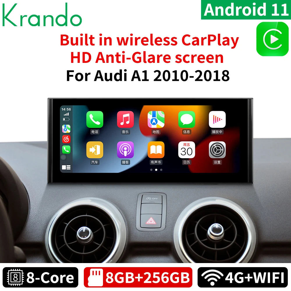 Krando 10.25'' Android Car Radio gps stereo For Audi A1 2010 - 2018 Autoradio Navigation GPS system Wireless Carplay 4G SIM DVD Multimedia touch screen headunit Player