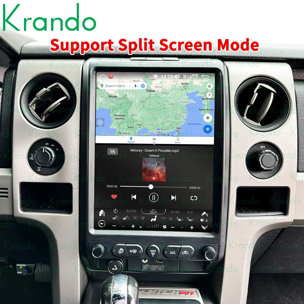 Krando 13.6" android verticial screen car radio navigation stereo For Ford F150 2009-2014 Multimedia GPS System Player headunit touch screen carplay android auto