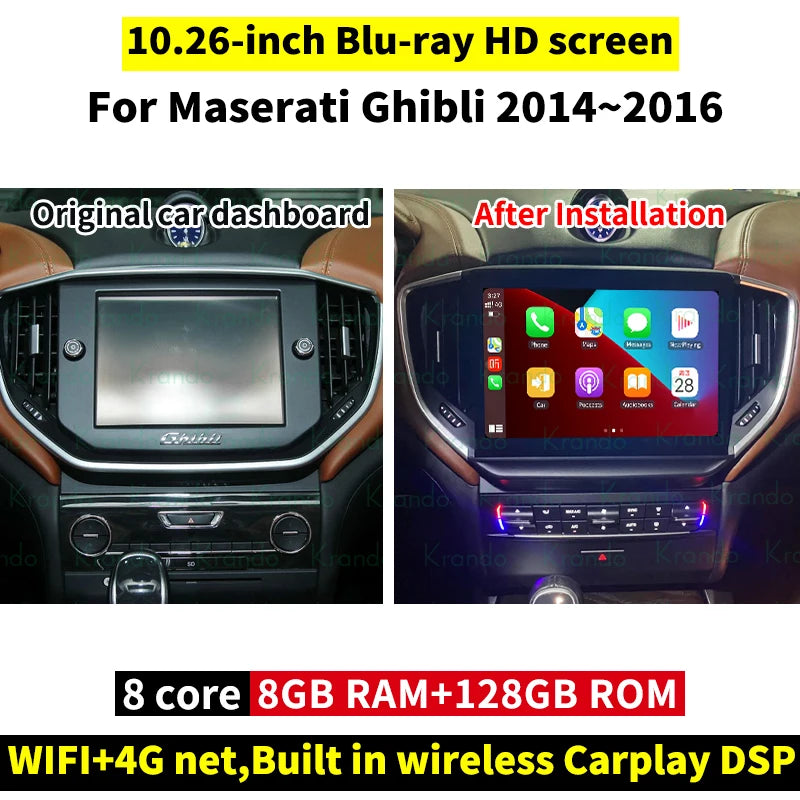 Krando Android car Multimedia Player For Maserati Ghibli 2013 - 2021 radio gps navigation stereo headunit carplay android auto touch screen