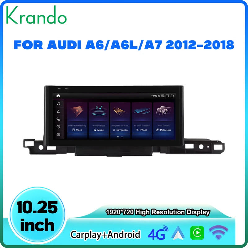 Krando 10.25 Inch Auto GPS Navigation Car Radio For AUDI A6/A6L/A7 2012-2018 Multimedia Player GPS Navigation CarPlay HD Touch