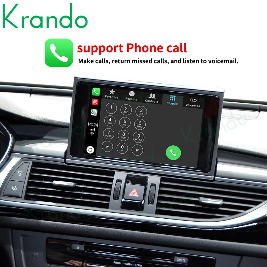 Krando Wireless ANDROID AUTO Apple CarPlay Interface MODULE Box For Audi A6 A6L A7 A7L 2005 - 2020 MMI 3G RMC MHI2 Siri Control UPGRADE BOX