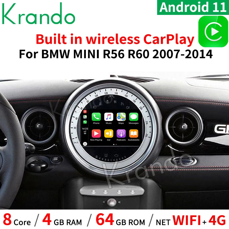 Krando 7" Android car radio gps stsereo For BMW Mini Cooper R56 R60 2007 - 2015 head unit navigation multimedia sytem carplay android auto