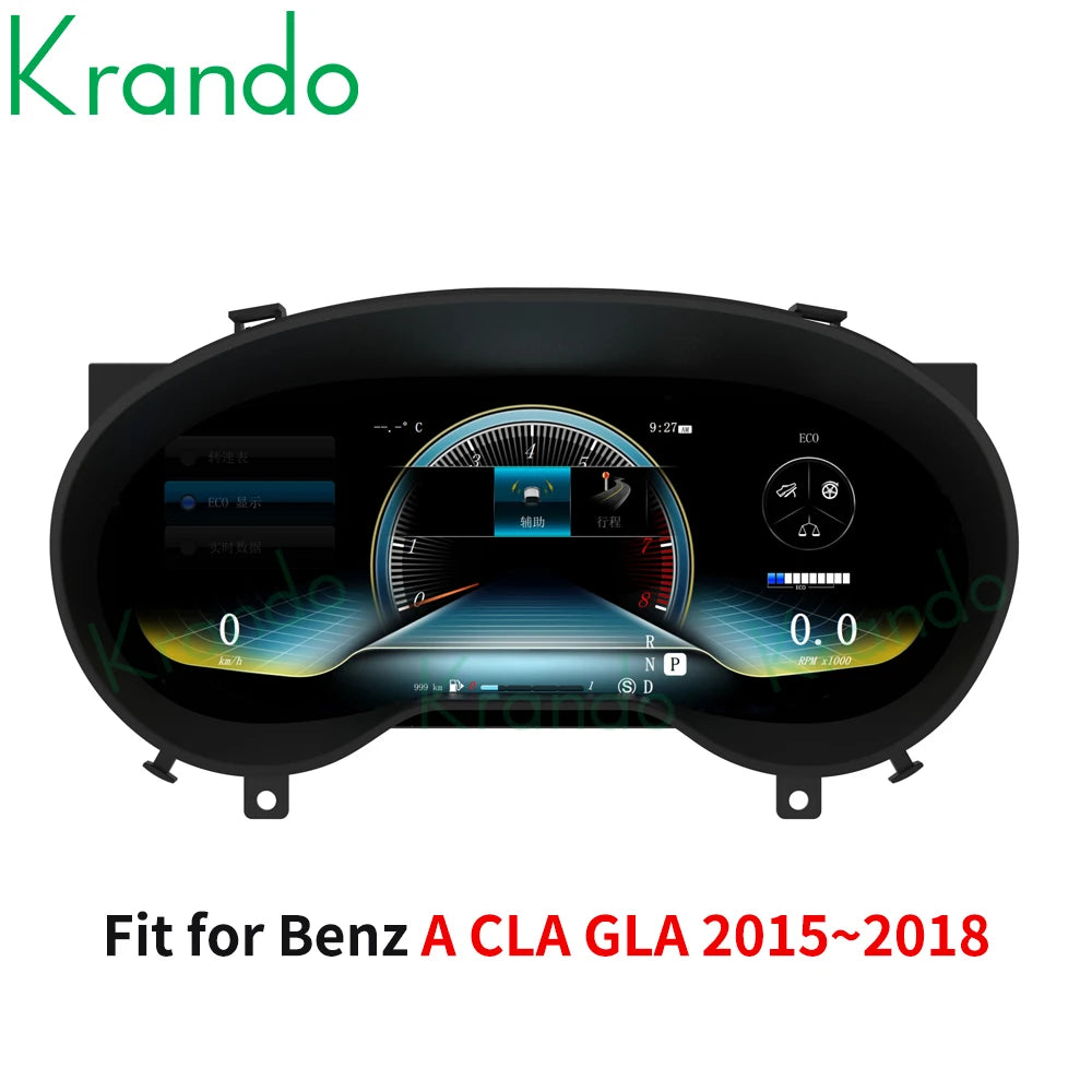 Krando 12.3'' Linux LCD Speedmeter Dashboard Player For Benz CLA GLA 2015 - 2018 Car Digital Cluster Instrument CockPit Cruiser control