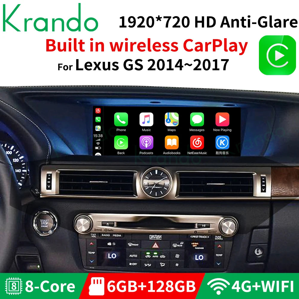 Krando 12.3" car navigation For Lexus GS 2014-2017 android radio gps stereo head unit multimedia system