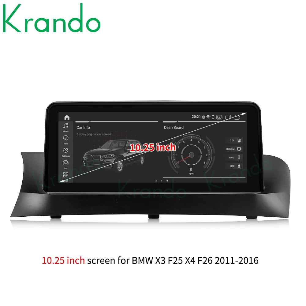 Krando 10.25" Android Car Radio GPS For BMW X3 F25 X4 F26 2011 2012 2013 head unit stereo navigation multimedia carplay android auto 4g sim card