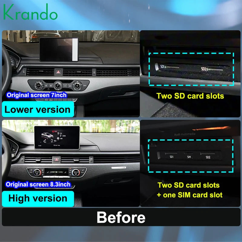 Krando 12.3 Inch DVD Auto NBT System For AUDI A4/A4L/A5 2017-2020 SNavigation CarPlay HD Touch Screen Head