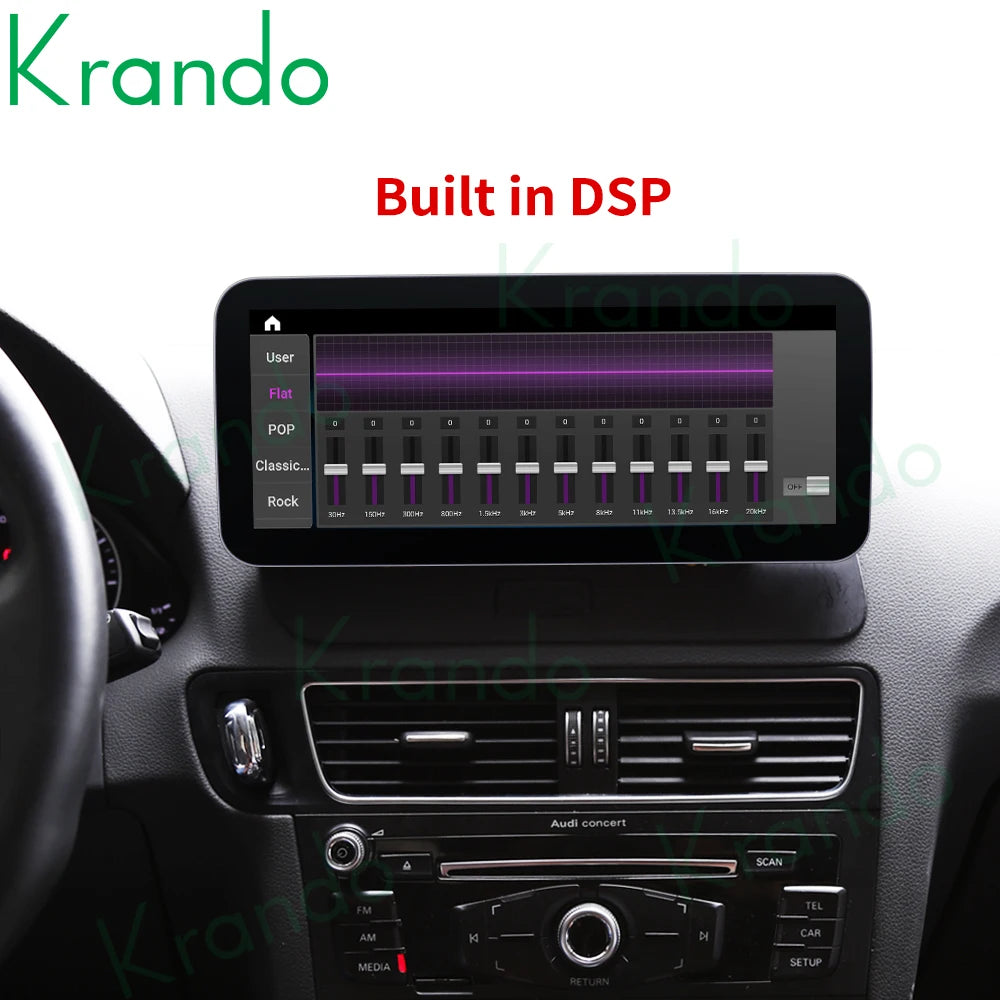 Krando 10.25'' Android Car Radio Gps stereo for Audi Q5 2009 - 2015 Navigation touch screen head unit multimedia system Wireless Carplay DSP 4G SIM qualcomm snapdragon