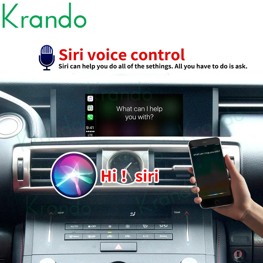 Krando Wireless Android Auto Apple CarPlay Interface module Box For Lexus IS200t IS300 2015-2018 Upgrade Original Screen bt siri active camera