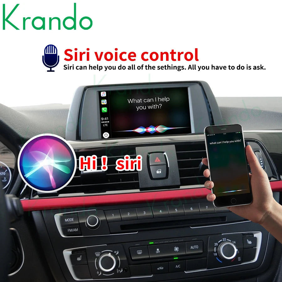 Krando Wireless android auto Apple CarPlay Interface module For BMW 1 Series F20 E87 2 Series F22 3 Series F30 4 Series F32 F36 NBT EVO upgrade box