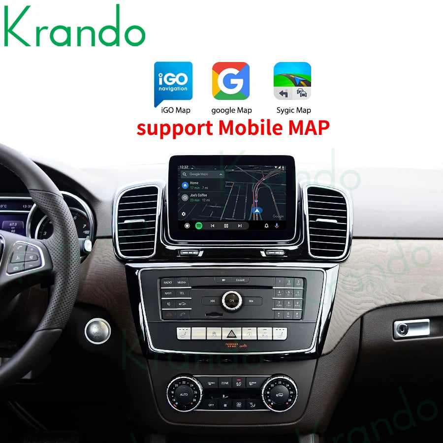 Krando Wireless Apple CarPlay Interface Module Box For Mercedes Benz ML GL W166 GLE GLS 4.5 5.0 2011-2016 active Rear camera