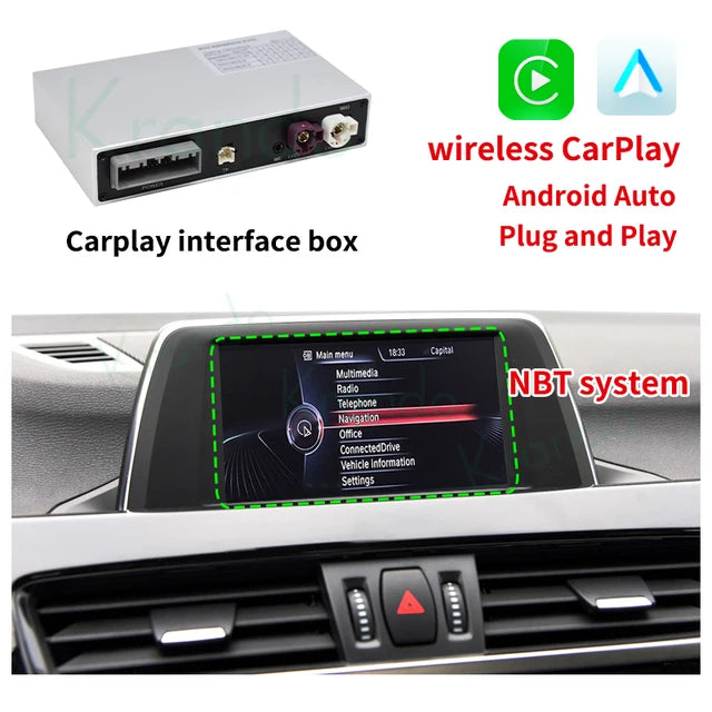 Krando Wireless Android Auto Apple CarPlay Interface MODULE Box For BMW X1 F48 F84 CIC NBT EVO 2009-2020 Siri BT CAMERA active upgrade box