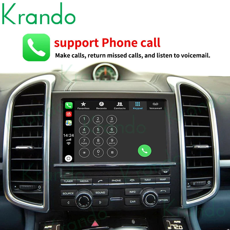 Krando Wireless Apple CarPlay Android Auto Interface module Box For Porsche Cayenne panamera macan 911 957 955 958 PCM 3.1 4.0 Siri Control BT camera active