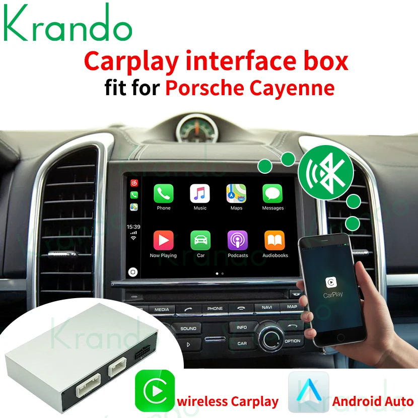 Krando Wireless Apple CarPlay Android Auto Interface module Box For Porsche Cayenne panamera macan 911 957 955 958 PCM 3.1 4.0 Siri Control BT camera active