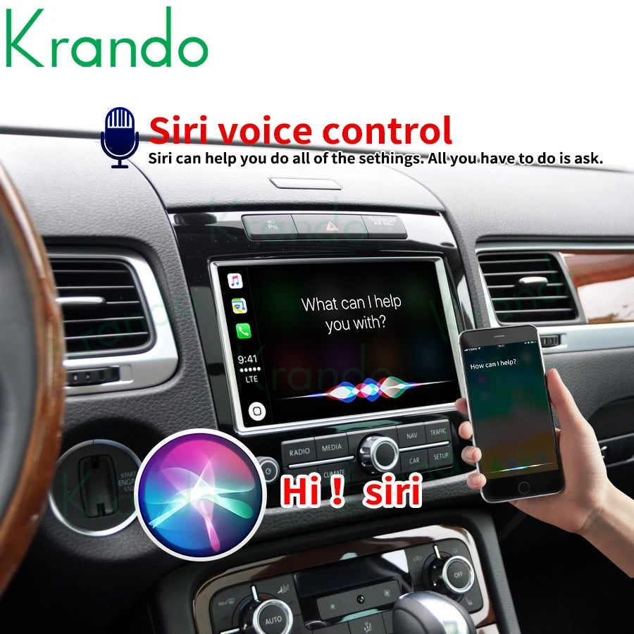 Krando Android Auto Wireless Apple CarPlay Interface Module For Volkswagen Touareg 2011-2018 Reverse Camera Upgrade BOX