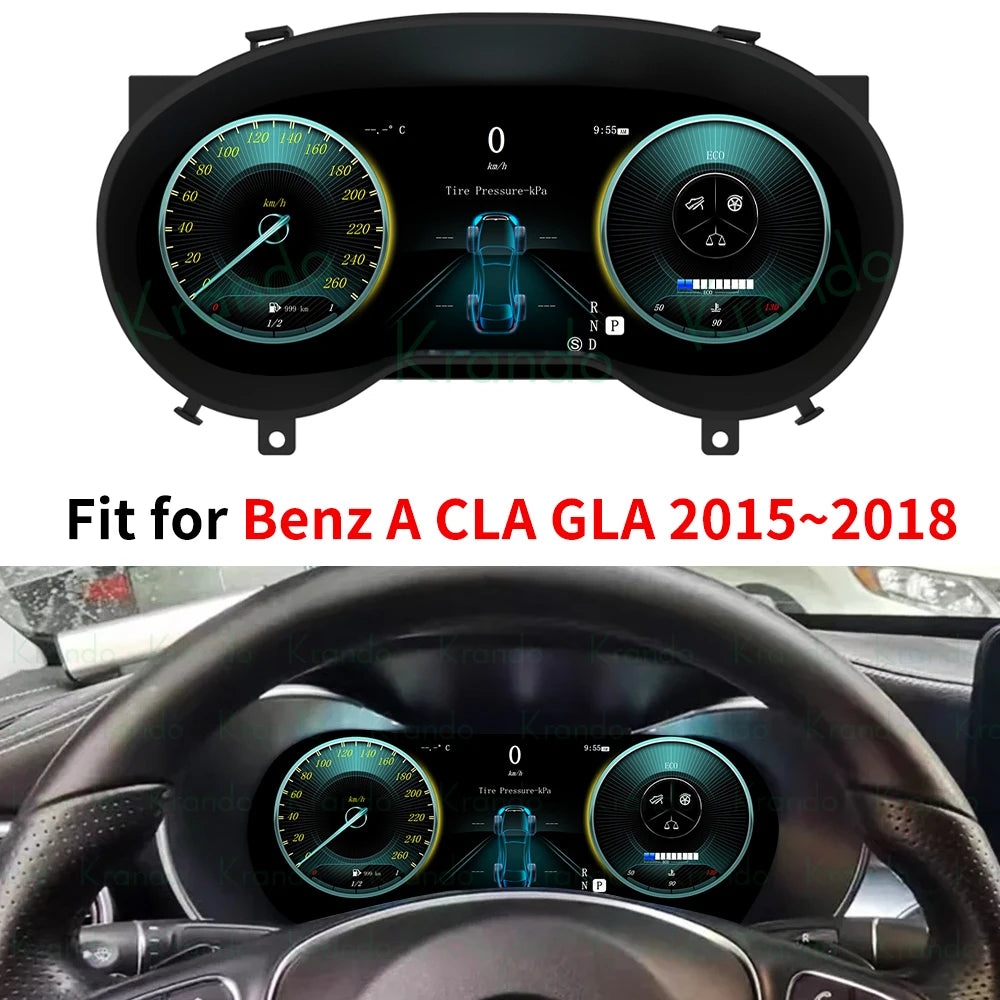 Krando 12.3'' Linux LCD Speedmeter Dashboard Player For Benz CLA GLA 2015 - 2018 Car Digital Cluster Instrument CockPit Cruiser control