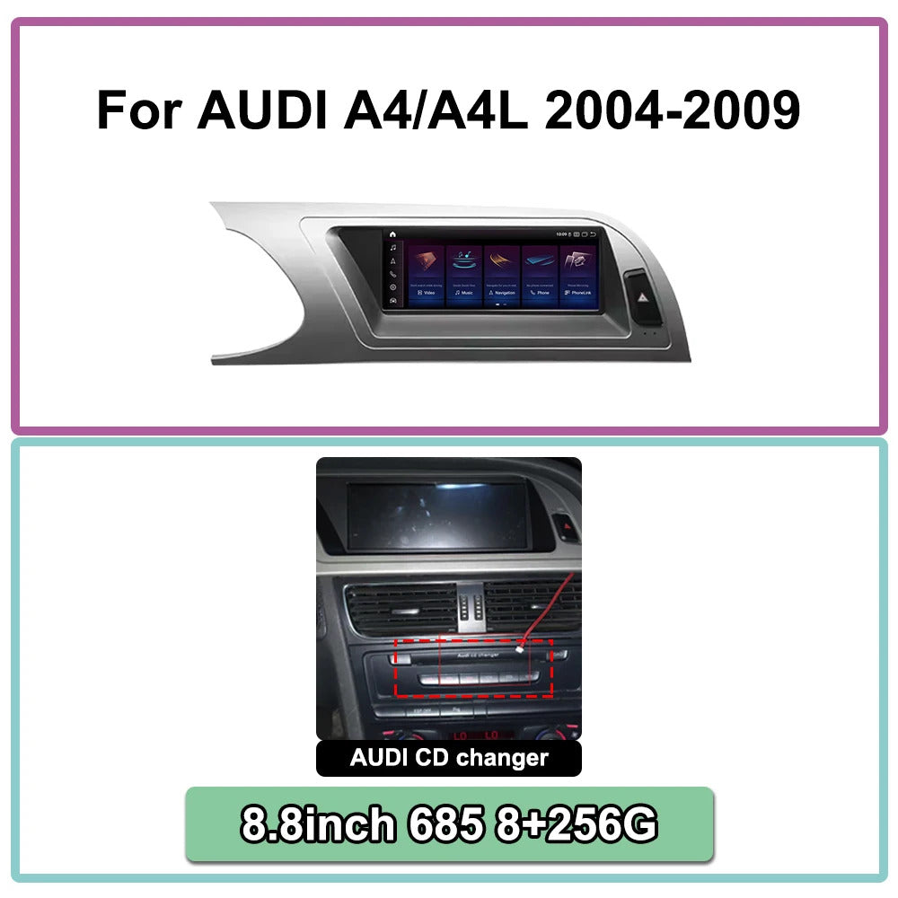 Krando 8.8 Inch Auto NBT Android System For AUDI A4/A4L 2004-2012 GPS Navigation CarPlay HD Touch Screen Head