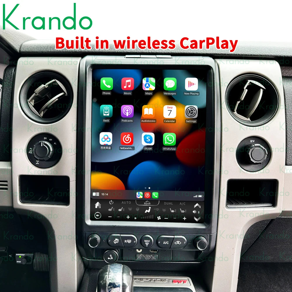 Krando 13.6" android verticial screen car radio navigation stereo For Ford F150 2009-2014 Multimedia GPS System Player headunit touch screen carplay android auto