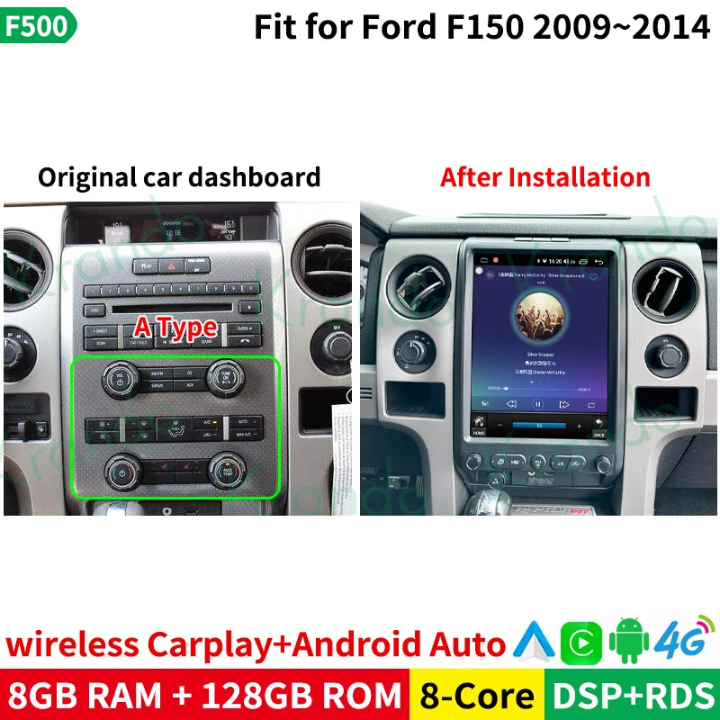 Krando 13.6" android verticial screen car radio navigation stereo For Ford F150 2009-2014 Multimedia GPS System Player headunit touch screen carplay android auto