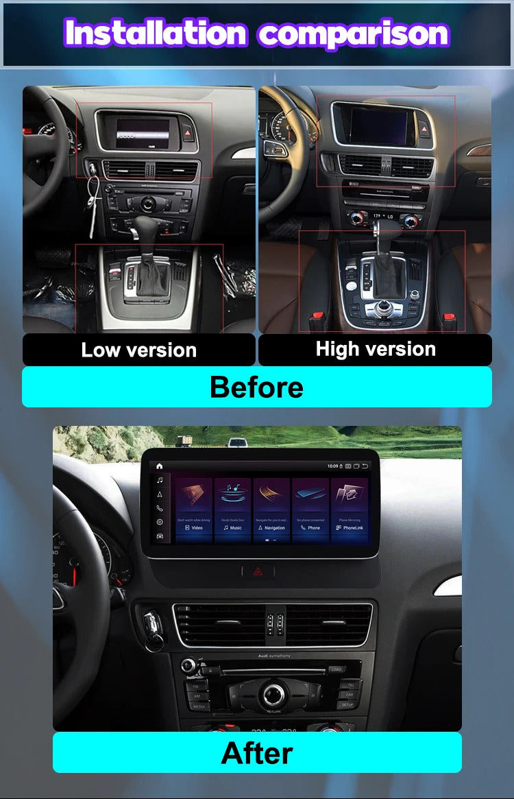 Krando 12.3 Inch  Auto NBT System For AUDI Q5 2009-2017 Stereo Multimedia Player GPS Navigation CarPlay