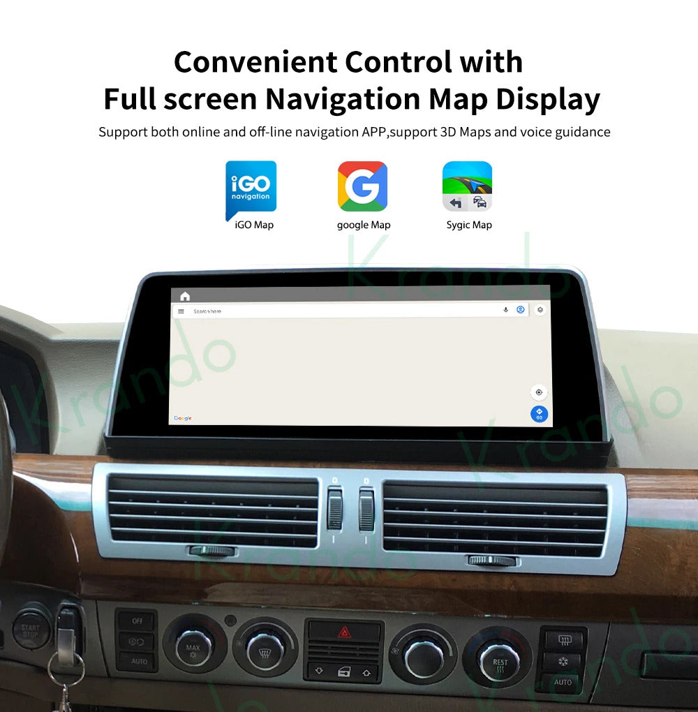 Krando 12.3'' GPS Navigation Carplay Car Radio For BMW 7 Series E65/E66 2004-2009 Video Player Stereo Auto GPS Navigation