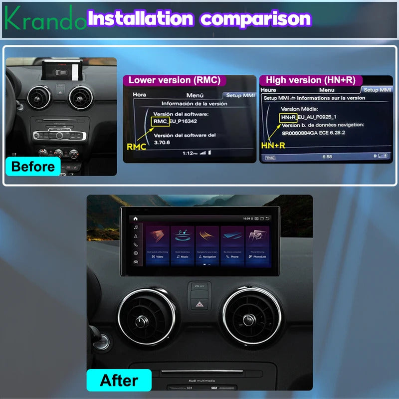 Krando 10.25 Inch Auto GPS Navigation Car Radio For AUDI A1 2010-2018 Multimedia Player GPS Navigation CarPlay HD Touch