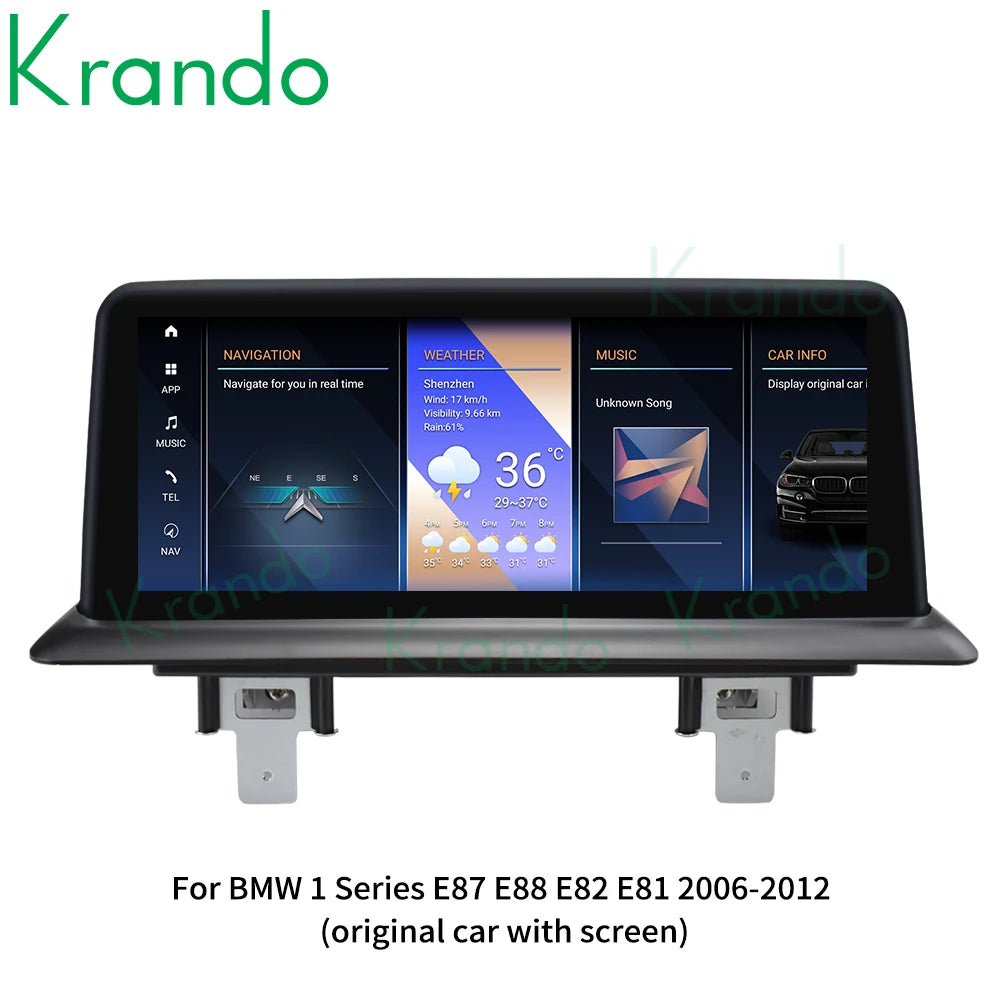 Krando 10.25'' Android car radio gps stereo For BMW 1 Series E81 E82 E87 E88 2006 - 2012 Head Unit navigation multimedia system wifi 4g sim carplay android auto