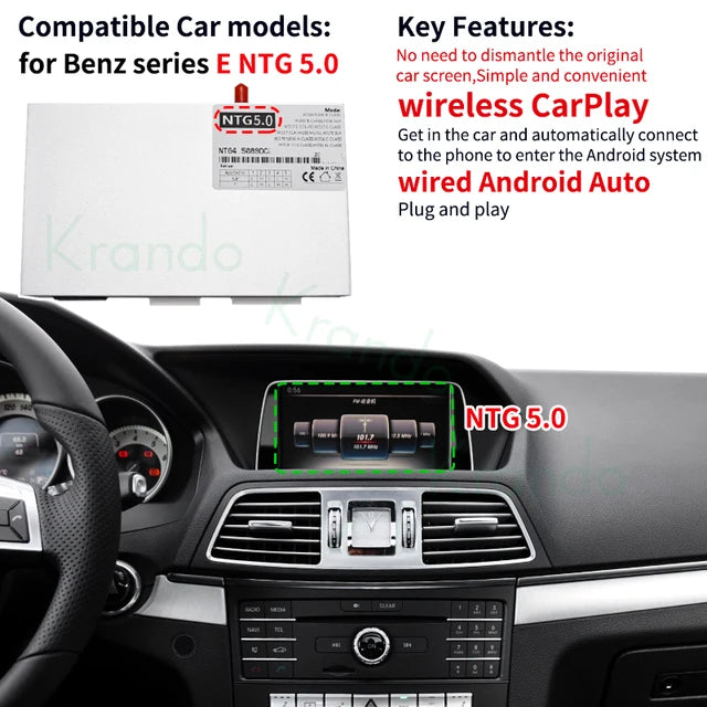 Krando Wireless Android Auto CarPlay Interface For Mercedes Benz E W212 Coupe C207 NTG 4.0 4.5 5.0 2009-2016 upgrade box