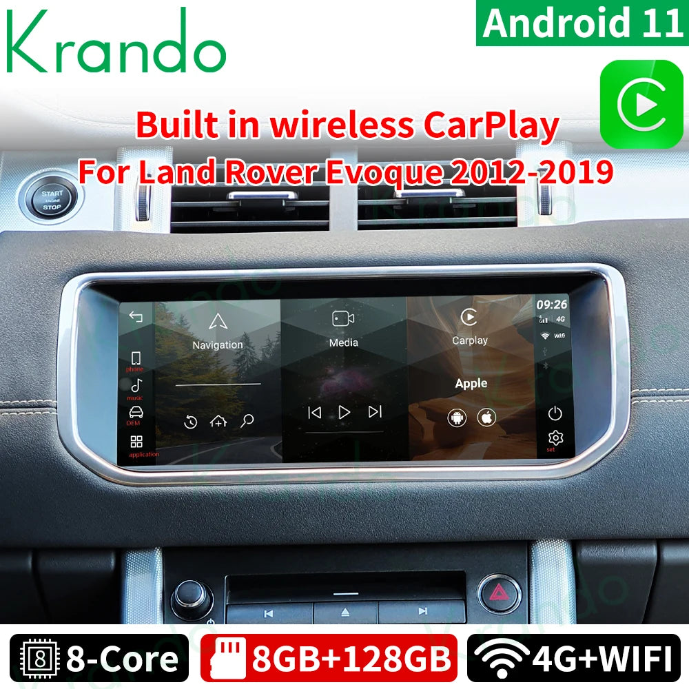 Krando 10.25" Android Car Radio GPS stereo For Land Rover Range Rover Evoque LRX L538 2012 - 2019 navigation multimedia system Harman Bosch AC Screen Wireless Carplay