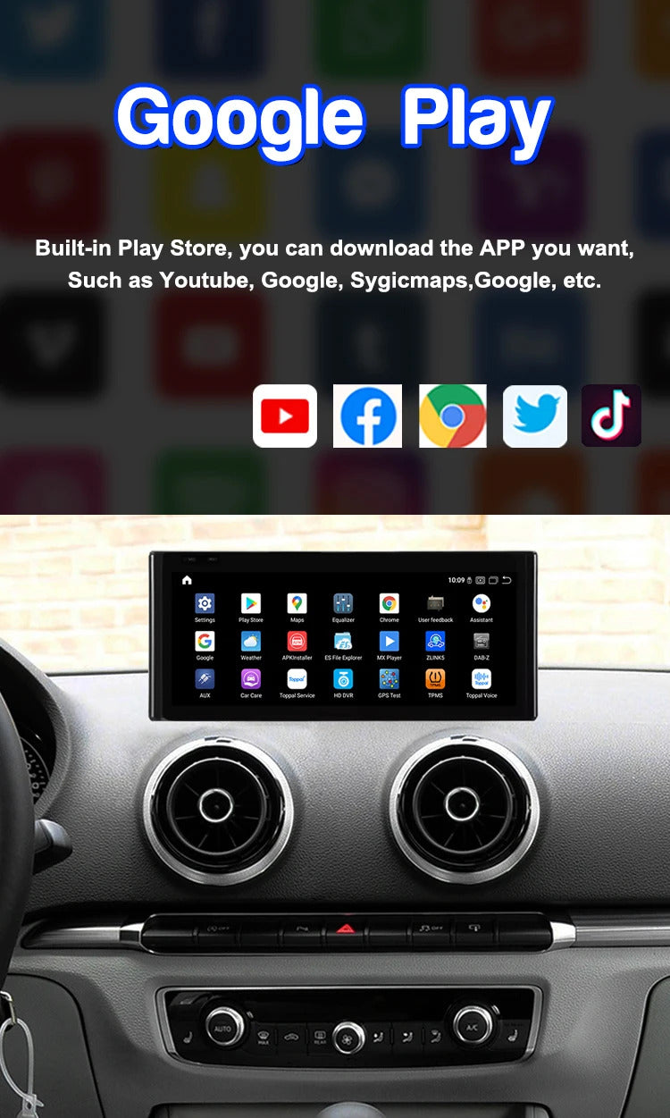 Krando 10.25 Inch Android Auto Radio  Screen For AUDI A3 2013-2020 CarPlay HD Touch Screen Head