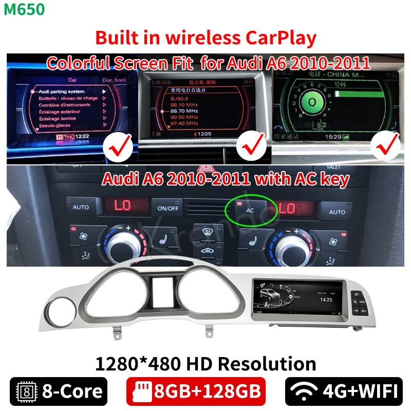 Krando 8.8'' Original OEM Style Android Car Radio For Audi A6 A6L 2005-2011 Navigation GPS stereo head unit multimedia system carplay androidauto