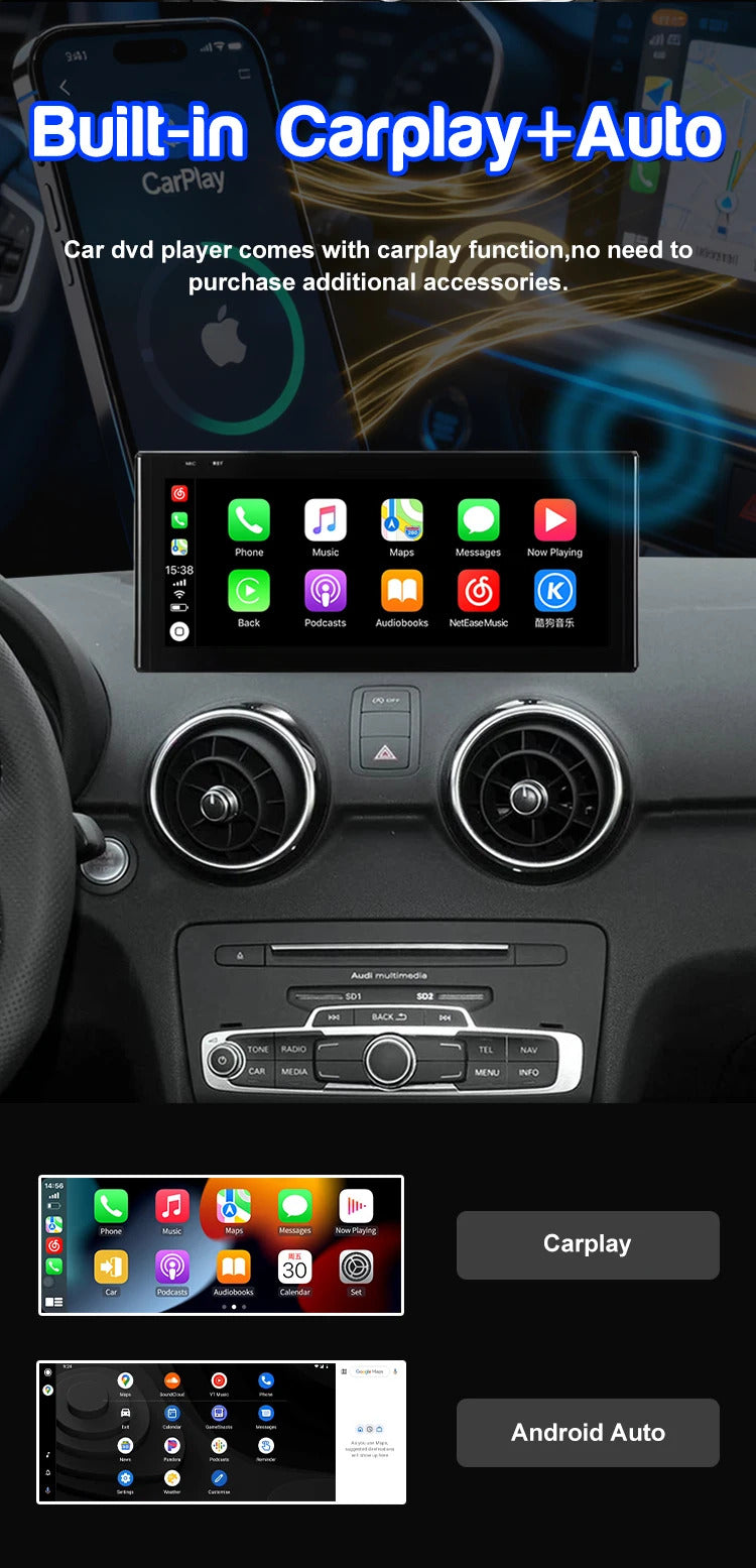 Krando 12.3 Inch Auto NBT System For AUDI A1 2010-2018 Stereo Multimedia Player GPS Navigation CarPlay HD Touch Screen Head