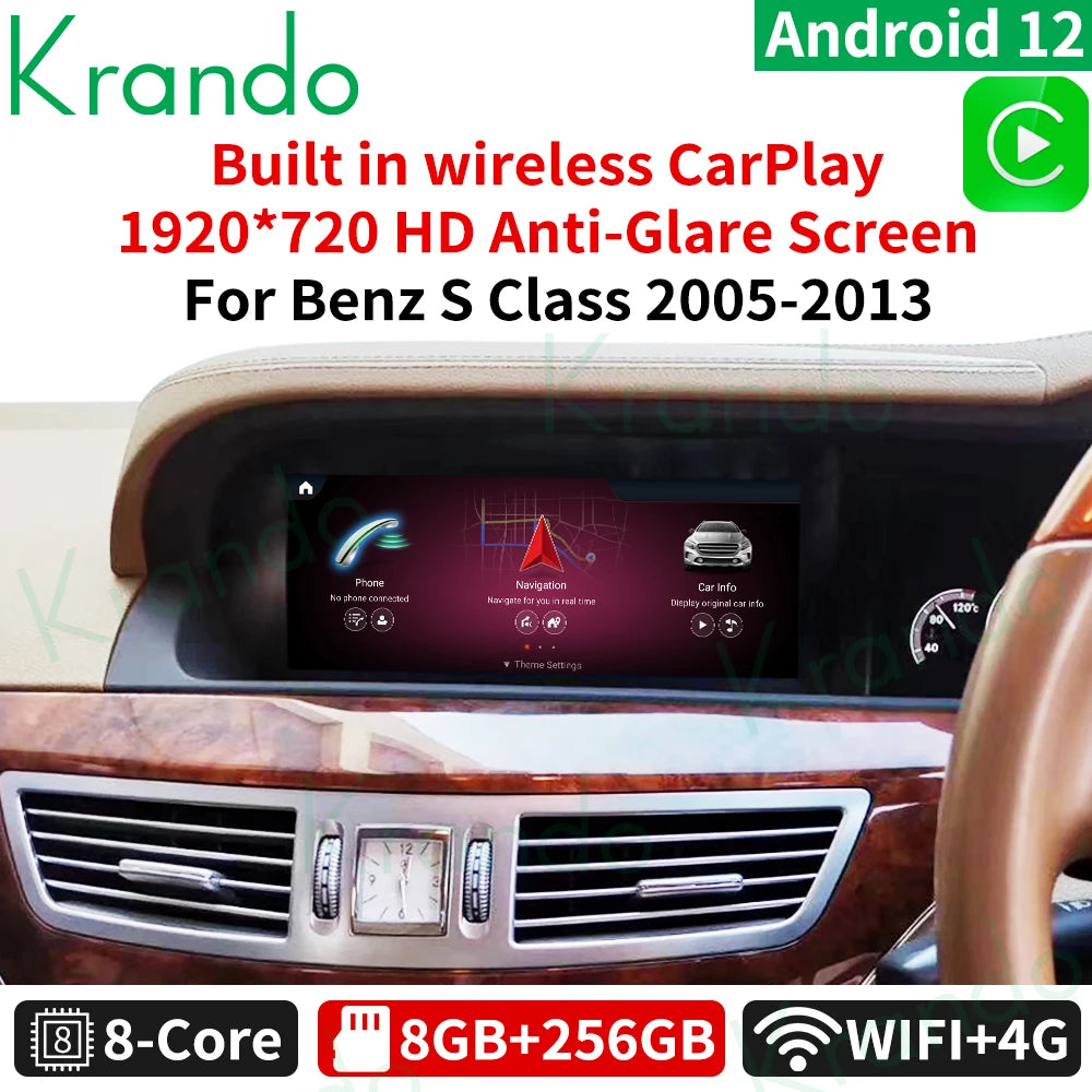 Krando 10.25'' car head unit For Mercedes Benz S Class W221 W216 2005-2013 radio gps stereo multimedia navigation system carplay android auto right hand drive