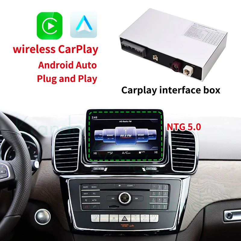 Krando Wireless Apple CarPlay Interface Module Box For Mercedes Benz ML GL W166 GLE GLS 4.5 5.0 2011-2016 active Rear camera