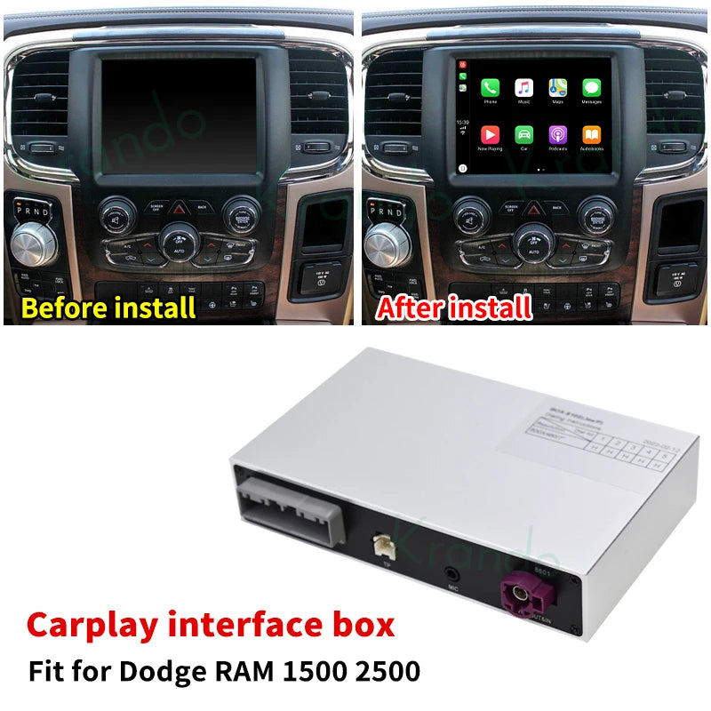 Krando Wireless Android Auto Apple CarPlay Interface module Box For Jeep Grand Cherokee Commander Compass Wrangler Renegade 300C Dodge siri bt camera active