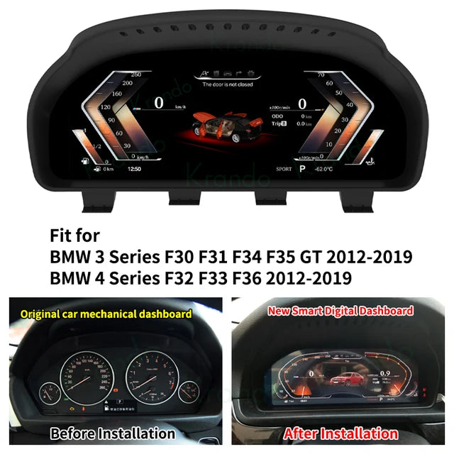 Krando Cockpit For BMW 3 Series F30 F31 F34 F35 GT 4 Series F32 F33 F36 2012 - 2019 Digital Cluster Instrument Smart Speedometer