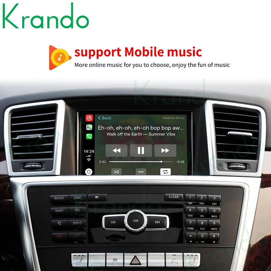 Krando Wireless Apple CarPlay Interface Module Box For Mercedes Benz ML GL W166 GLE GLS 4.5 5.0 2011-2016 active Rear camera