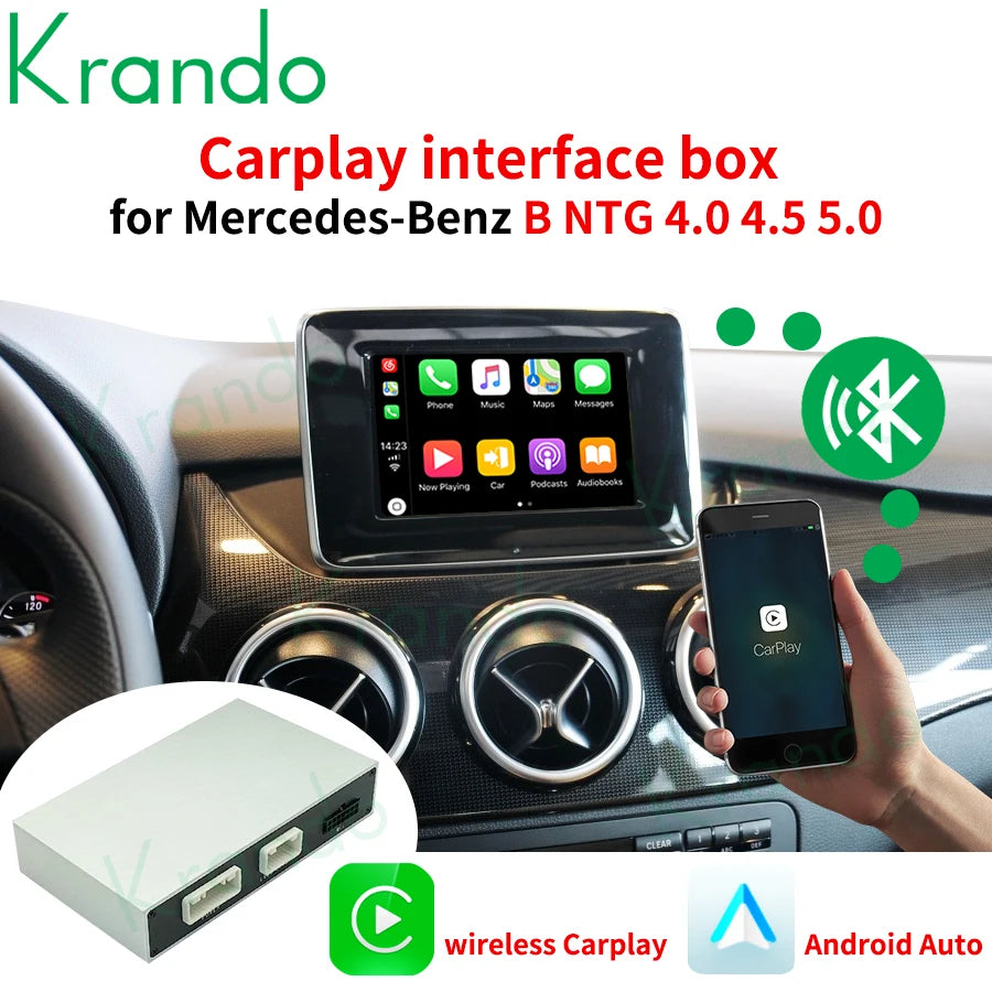 Krando Wireless apple CarPlay Interface module Box For Mercedes Benz A W176 B W245 Class 2012-2018 NTG 4.0 4.5 5.0 Android Auto Module BT Siri Control