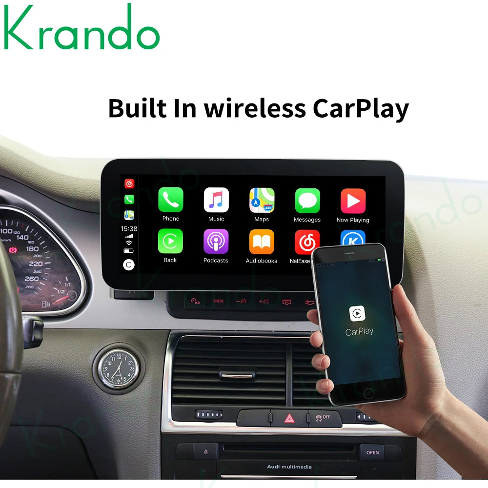 Krando 10.25" android car radio gps stereo for Audi Q7 2005 - 2015 Autoradio Navigation multimedia head unit carplay android auto 4g sim card