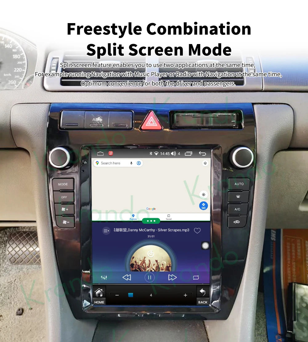 Krando 9.7 Inch Navigation Car Radio Android Auto NBT For Audi A6 1997-2003 Apple Carplay 4g Wireless Touch Screen Head Unit