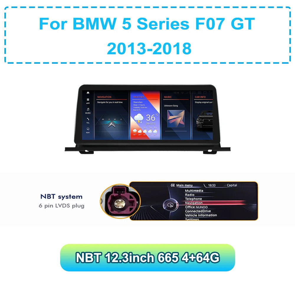 Krando 12.3'' Android  Car Radio For BMW 5 Series F07 GT 2011-2018 Car Multimedia GPS 4G autoradio Player Stereo