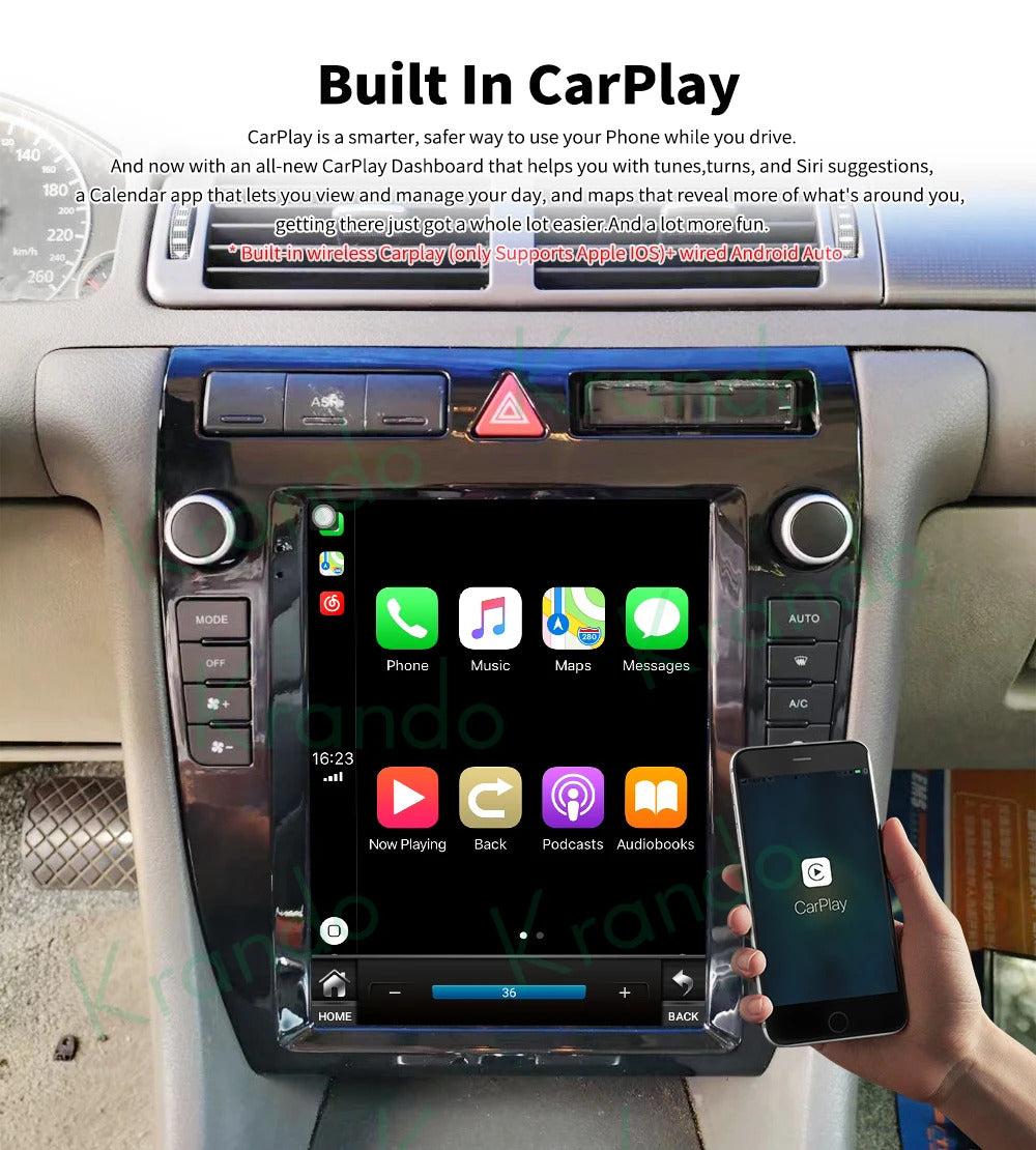 Krando 9.7 Inch Navigation Car Radio Android Auto NBT For Audi A6 1997-2003 Apple Carplay 4g Wireless Touch Screen Head Unit