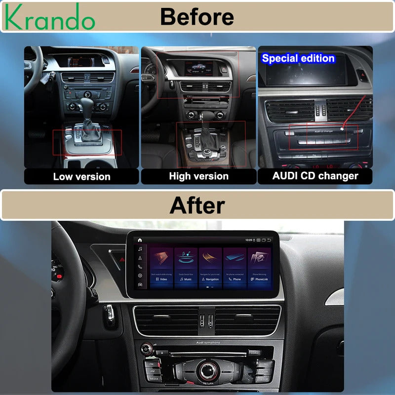 Krando 10.25 Inch Android Auto Radio Screen For AUDI A4/A4L/A5 2017-2020 CarPlay HD Touch Screen Head