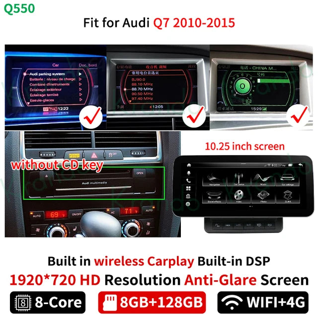 Krando 10.25" android car radio gps stereo for Audi Q7 2005 - 2015 Autoradio Navigation multimedia head unit carplay android auto 4g sim card