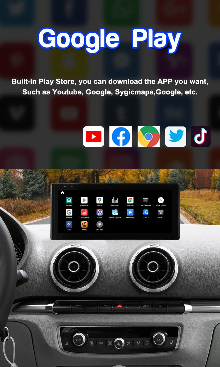 Krando 12.3 Inch Android Auto Radio  Screen For AUDI A3 2013-2020 CarPlay HD Touch Screen Head