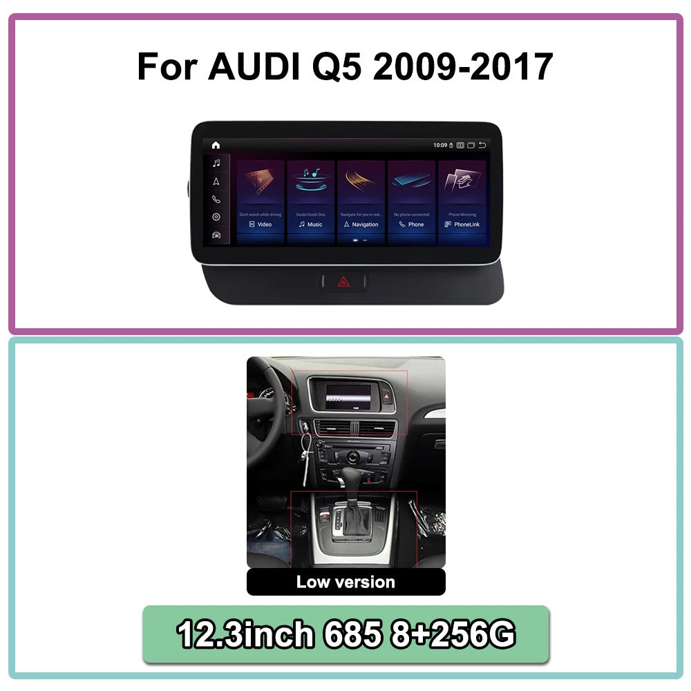 Krando 12.3 Inch  Auto NBT System For AUDI Q5 2009-2017 Stereo Multimedia Player GPS Navigation CarPlay