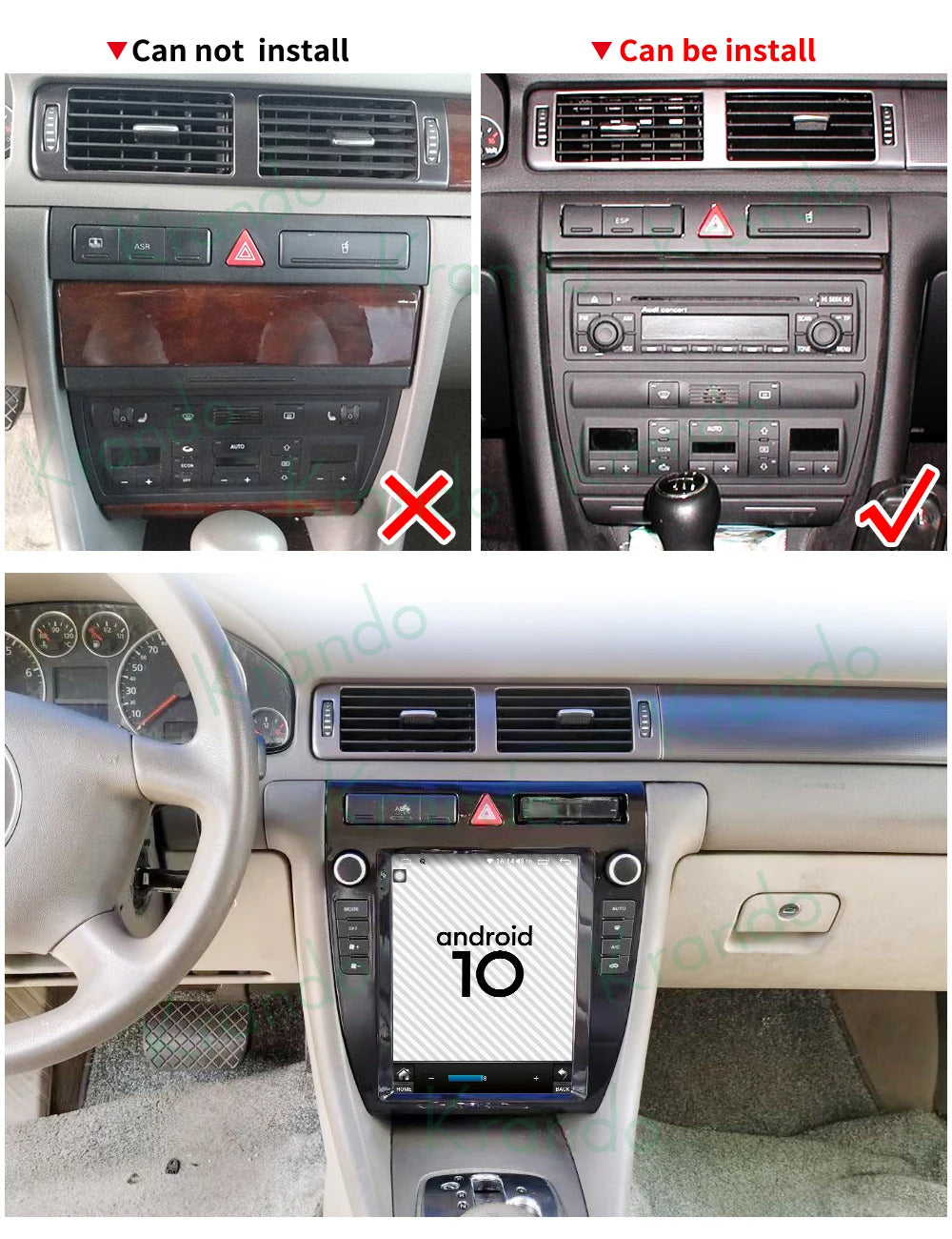 Krando 9.7 Inch Navigation Car Radio Android Auto NBT For Audi A6 1997-2003 Apple Carplay 4g Wireless Touch Screen Head Unit