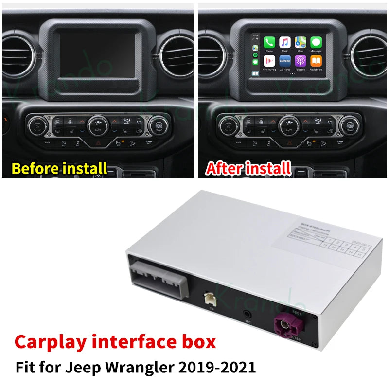 Krando Wireless Android Auto Apple CarPlay Interface module Box For Jeep Grand Cherokee Commander Compass Wrangler Renegade 300C Dodge siri bt camera active