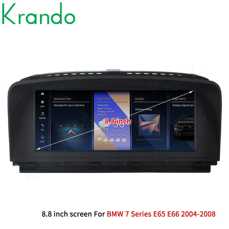 Krando 12.3'' GPS Navigation Carplay Car Radio For BMW 7 Series E65/E66 2004-2009 Video Player Stereo Auto GPS Navigation