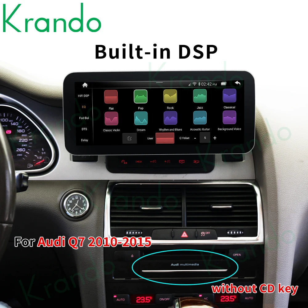 Krando 10.25" android car radio gps stereo for Audi Q7 2005 - 2015 Autoradio Navigation multimedia head unit carplay android auto 4g sim card